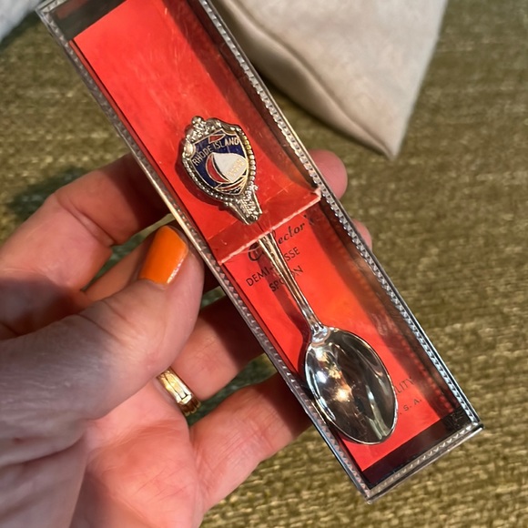 RHODE ISLAND collectors Demi-tasse spoon Ocean State silver in case jam spread - Picture 11 of 11